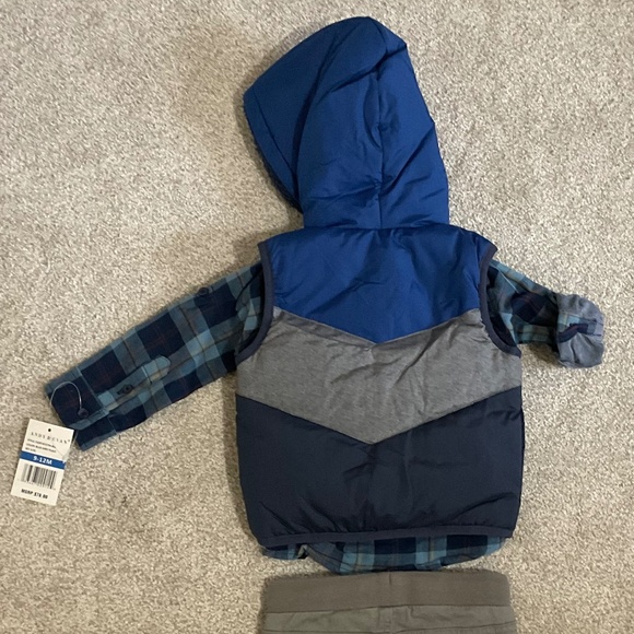 Andy and Evan infant boys 2pc Hooded Puffer Vest Shirt and Pants set 9-12M - Picture 9 of 16